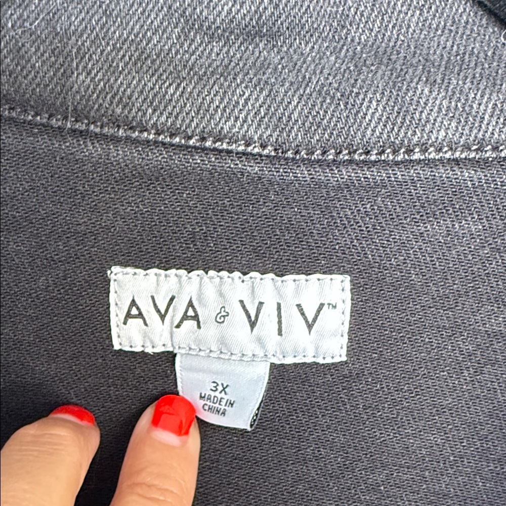 Ava & Viv | Distressed Black Jean Jacket | Black | Size 3X - Picture 2 of 6